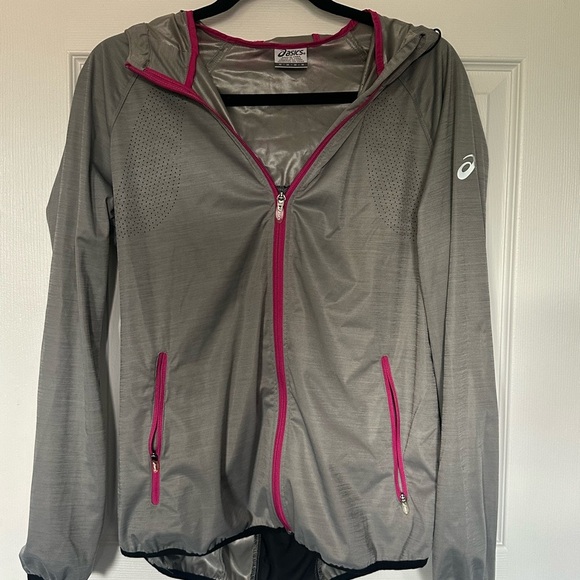 ⚡️2/$25⚡️ ASICS Women’s Run Light Jacket Gray Pink Trim | Windbreaker | Size M - Picture 3 of 10